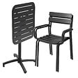 OVIALA - Ensemble table inclinable de terrasse 70 x 70 cm et 2 fauteuils noir - Almada - vignette