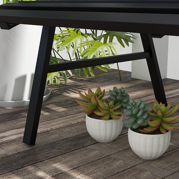 OUTSUNNY - Banc de jardin 2 places assise dossier à lattes alu noir - large
