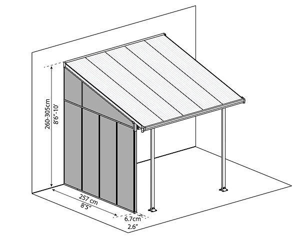 CANOPIA - Canopia Paroi latérale pour pergola 3 m Grise - large