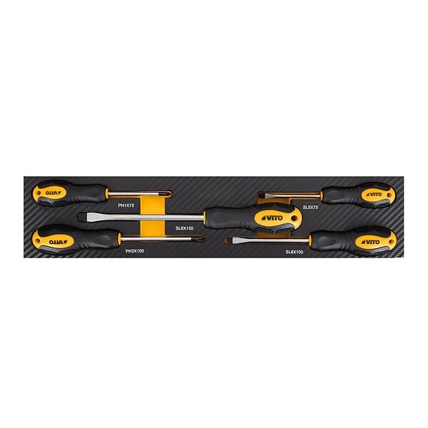 VITO - Caisse à outils 90 Pièces pièces Chrome vanadium Boite métal à rabats VITO - large