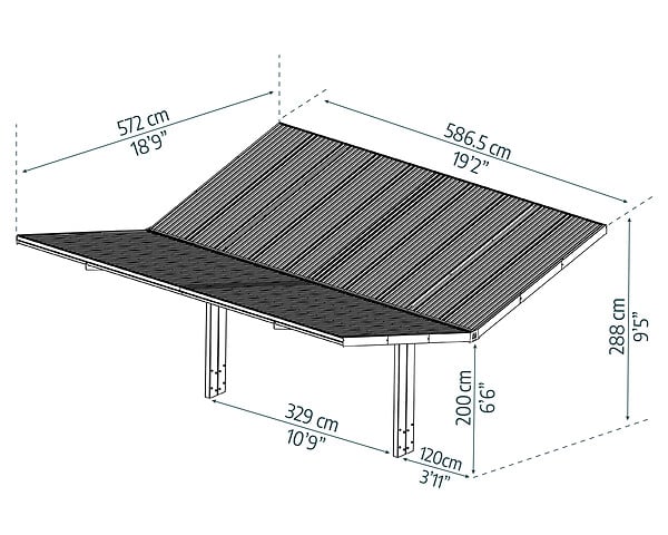 CANOPIA - CANOPIA CARPORT DOUBLE SYDNEY  5,7X5,9 AILES NOIRES - large