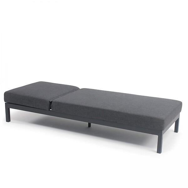 OVIALA - Lot de 2 bains de soleil inclinable en aluminium gris anthracite - Galapagos - large