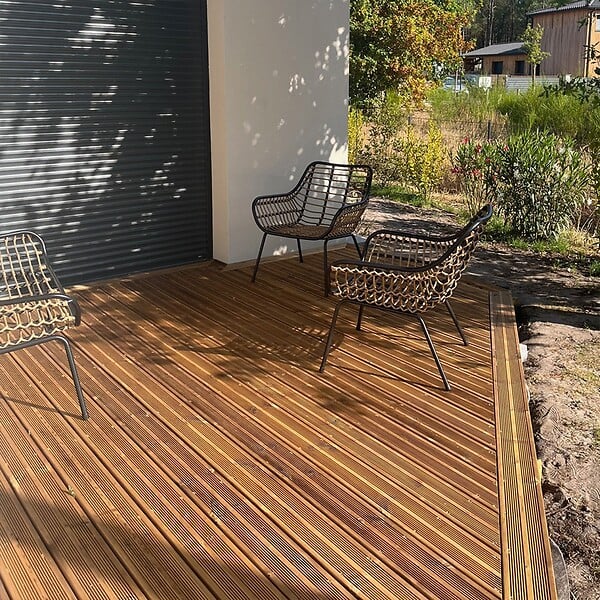 TERRASSEENBOIS - Planches de terrasse Pin autoclave Marron pour 60 m², Longueur 4,2 m. - large