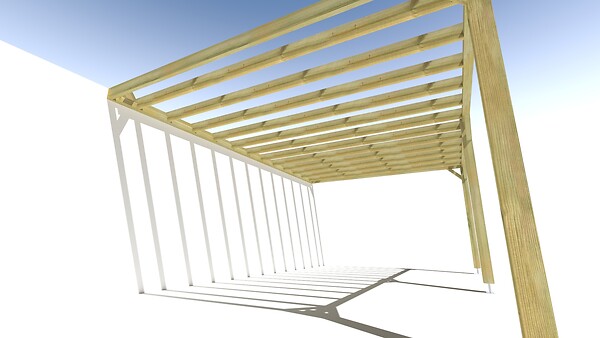 MA PERGOLA BOIS - Pergola bois • 6m x 4m • adossée • sens profondeur - large