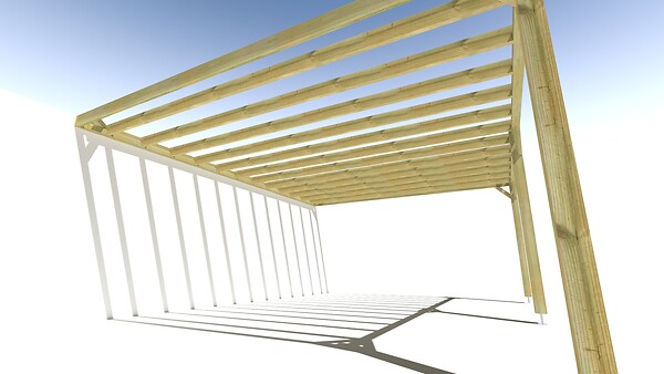 MA PERGOLA BOIS - Pergola bois • 6m x 5m • adossée • sens profondeur - large