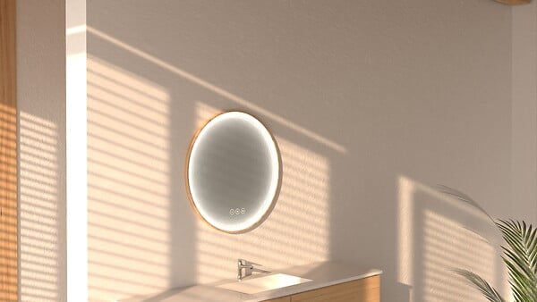 MP GLASS - Miroir led swann wood d.60 cm - large