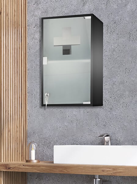 MP GLASS - Armoire pharm genoa black 50x30x15 cm - large