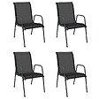 VIDAXL - vidaXL Chaises de jardin 4 pcs Acier et textilène Noir - vignette