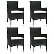 VIDAXL - vidaXL Chaises de jardin avec coussins lot de 4 Résine tressée Noir - vignette