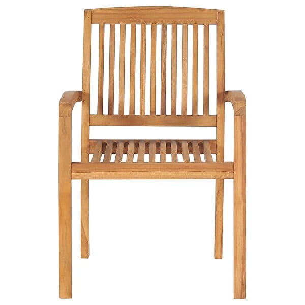 VIDAXL - vidaXL Chaises empilables à manger de jardin lot de 2 Bois teck solide - large