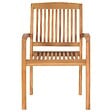 VIDAXL - vidaXL Chaises empilables à manger de jardin lot de 2 Bois teck solide - vignette