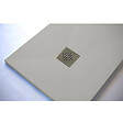 STANO - Receveur de douche 80 x 90 cm extra plat PURE en résine surface ardoisée gris Grille inox - vignette