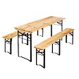 OVIALA - Ensemble brasserie table et 2 bancs pliants en bois 180 cm - Munich - vignette