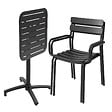 OVIALA - Ensemble table inclinable de terrasse 60 x 60 cm et 2 fauteuils noir - Almada - vignette