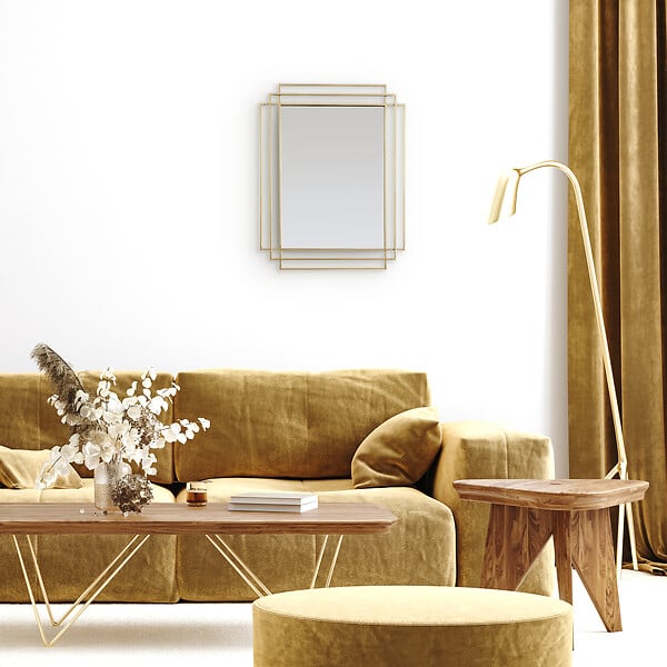 DADA ART - MIROIR RECTANGLE METAL DORE 48x70 cm - large