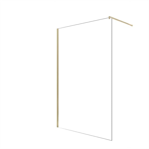 AURLANE - Paroi de Douche 140x195 cm en Verre Trempé 5 mm - Finition Or Brossé - GOLD ELEMENTARY - large