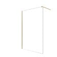 AURLANE - Paroi de Douche 140x195 cm en Verre Trempé 5 mm - Finition Or Brossé - GOLD ELEMENTARY - vignette