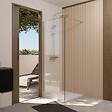 AURLANE - Paroi de Douche 80x195 cm en Verre Trempé 5 mm - Finition Or Brossé - GOLD ELEMENTARY - vignette