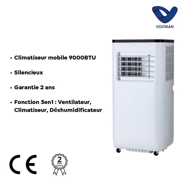 VOLTMAN - Climatiseur ventilateur déshumidificateur silencieux 2600W Classe A - Voltman - large