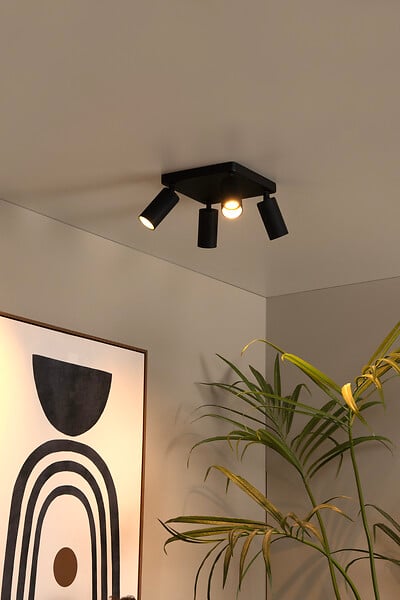 LUCIDE - CLUBS Spot plafond-Noir-4xGU10-40W-Alumin. - large