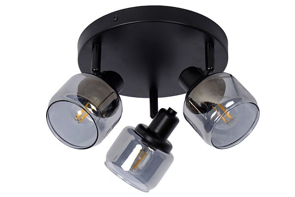 LUCIDE - BJORN Spot plafond-Noir-Ø38-3xE14-40W-Métal - large