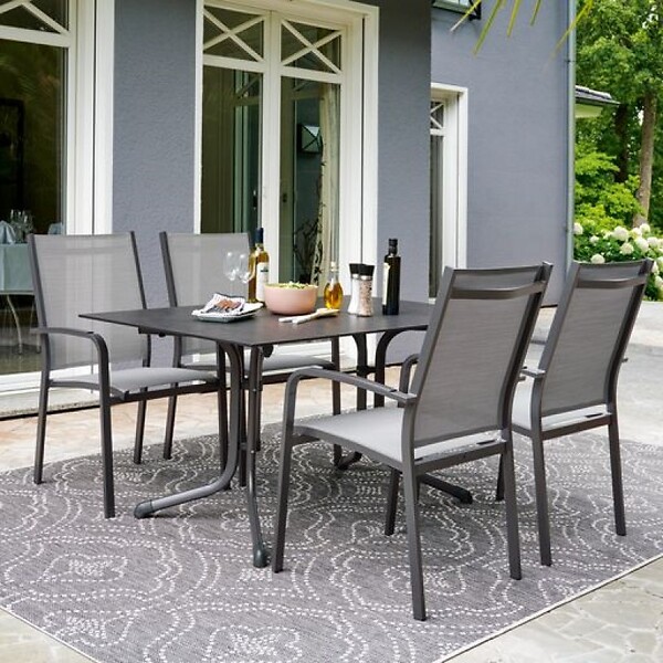 CENTRALE BRICO - Table pliante 140 x 90 cm, plateau Polytec® anthractite, structure gris clair - large