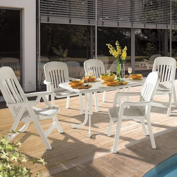 CENTRALE BRICO - Table pliante Mecalit®-PRO 150 x 90 cm, plateau marbre blanc, pieds blanc - large