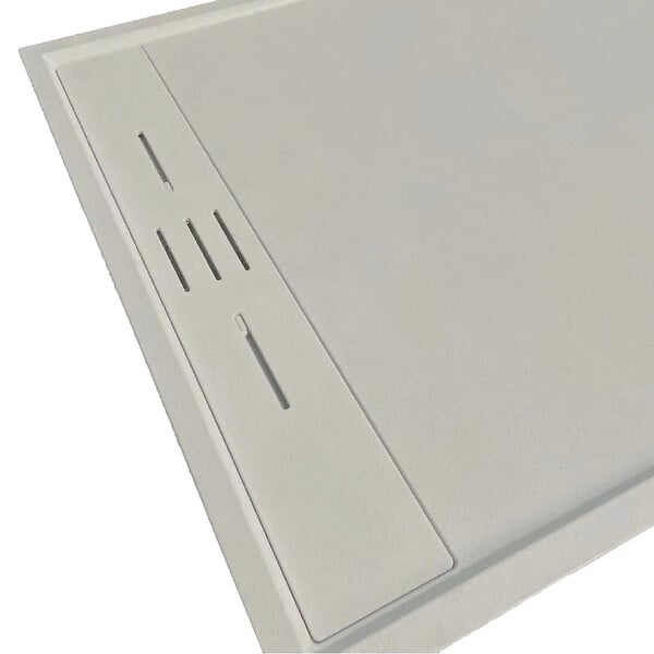 STANO - Receveur de douche 90 x 140 cm extra plat gris SALVI en SoliCast® surface ardoisée - large