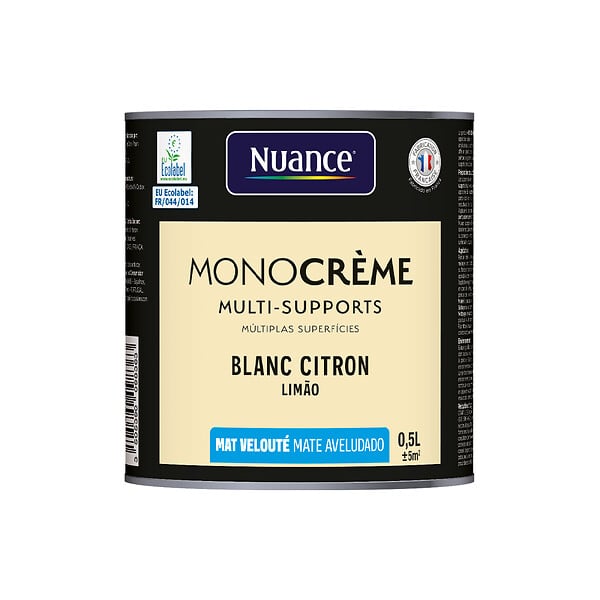 NUANCE - Peinture MonoCrème - Blanc citron - Mat - 0.5L - large