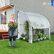 VOUNOT - Serre de jardin hivernage murale adossee avec bache PE 200x100x180cm blanc - vignette