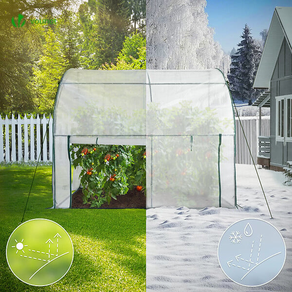 VOUNOT - Serre de jardin hivernage murale adossee avec bache PE 200x100x180cm blanc - large