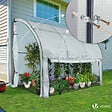 VOUNOT - Serre de jardin hivernage murale adossee avec bache PE 300x100x180cm blanc - vignette