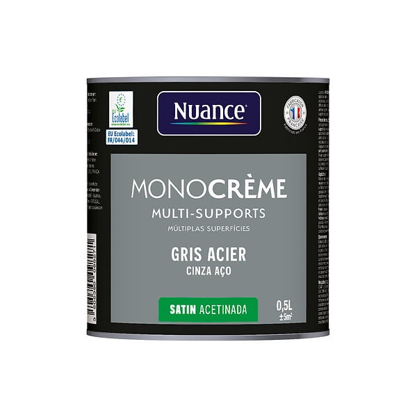 NUANCE - Peinture MonoCrème - Gris acier - Satin - 0.5L - large