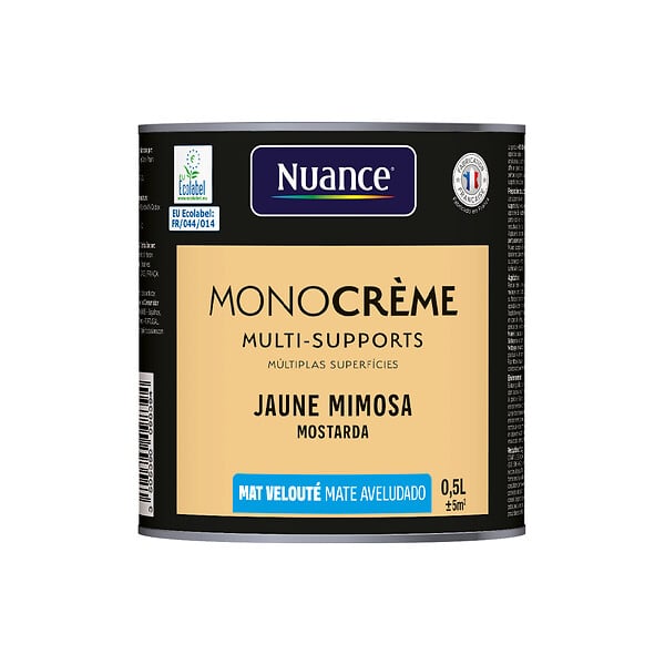 NUANCE - Peinture MonoCrème - Jaune mimosa - Mat - 0.5L - large