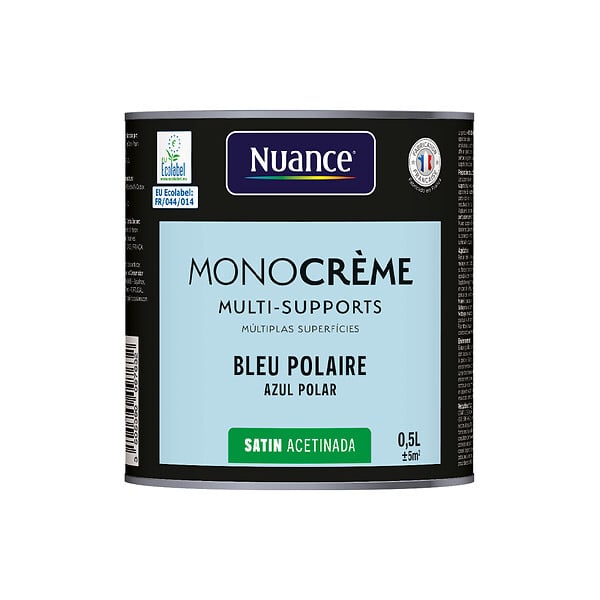 NUANCE - Peinture MonoCrème - Bleu polaire - Satin - 0.5L - large