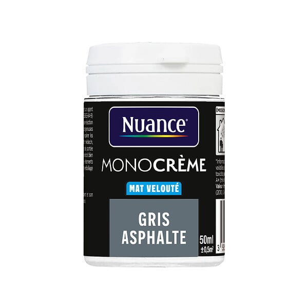 NUANCE - Testeur peinture MonoCrème - Gris asphalte - Mat - 50ml - large