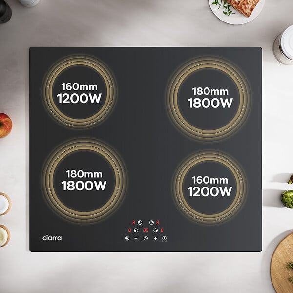 CIARRA - Plaque de cuisson 4 Feux CD4BIH-A table de cuisson induction  59cm Sécurité Enfants - large
