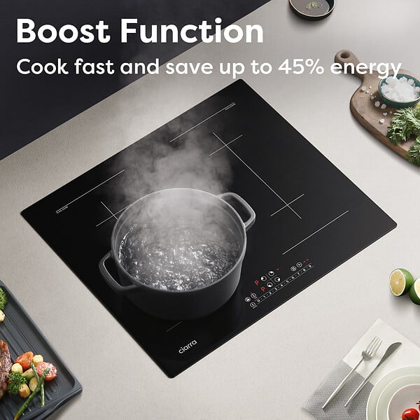CIARRA - Plaque Induction 7200W 4 Foyers dont 2 Flexizone Booster CIARRA CD4BFFBIH - large
