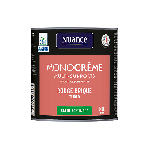 NUANCE - Peinture MonoCrème - Rouge brique - Satin - 0.5L - large