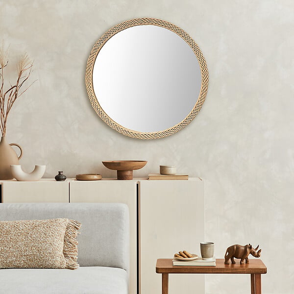 DADA ART - MIROIR ROTIN NATUREL Diam.60 cm - large
