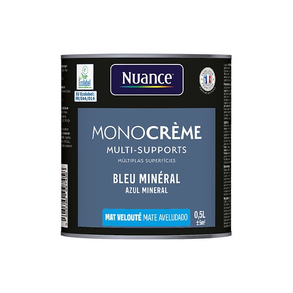 NUANCE - Peinture MonoCrème - Bleu minéral - Mat - 0.5L - large