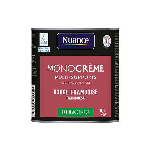 NUANCE - Peinture MonoCrème - Rouge framboise - Satin - 0.5L - large
