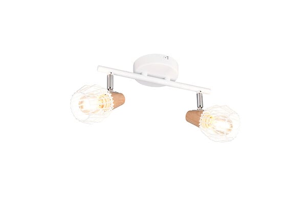 TRIO - Reglette 2 l filaire et bois e14 - large