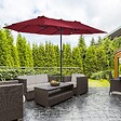 OUTSUNNY - Parasol de jardin XXL parasol grande taille 4,6L x 2,7l x 2,4H m ouverture fermeture manivelle acier polyester haute densité bordeaux - vignette
