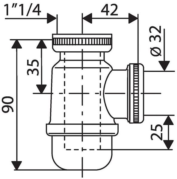 VALENTIN - Mini siphon non réglable en hauteur Fixe Nickelé mat Valentin - large