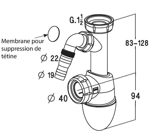 NICOLL - Siphon easyphon évier et prise M.A.L. Diam 40 mm Nicoll - large