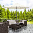 OUTSUNNY - Parasol inclinable de jardin balcon terrasse manivelle toile polyester imperméabilisée haute densité 180 g/m² Ø2,6 x 2,35H m alu crème - vignette