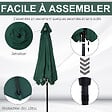 OUTSUNNY - Parasol inclinable de jardin balcon terrasse manivelle toile polyester imperméabilisée haute densité 180 g/m² Ø2,6 x 2,35H m alu vert - vignette