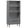 VIDAXL - vidaXL Bibliothèque MOLDE Gris 85x35x170,5 cm Bois massif de pin - vignette