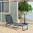OUTSUNNY - Bain de soleil transat pliable dossier inclinable multi-positions acier thermoplastique lacets élastiques noir textilène gris - vignette